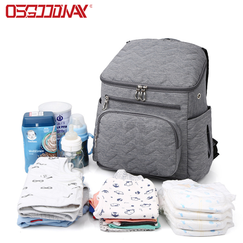 China factory Insulated Waterproof Large Capacity Maternity Grey Diaper Bag for Men Dad Mom