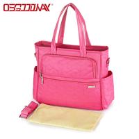 Multi-Function Large Capacity Portable Pink Backpack Diaper Bag with Changing Pad and Stroller Straps