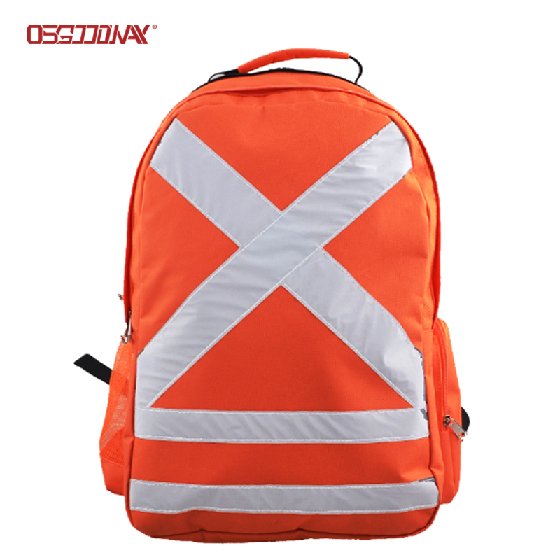 Orange Reflective Student School Bags High Visibility Safety RuckSack Backpack with Earphone Hole