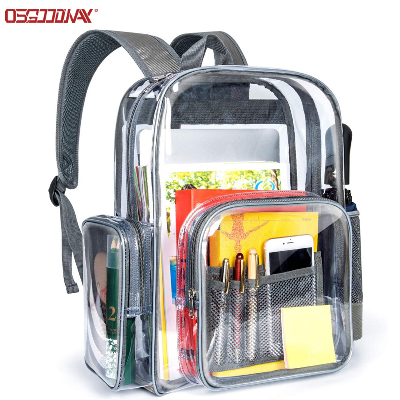 Durable School Backpack with Laptop Compartment Clear Backpack Transparent PVC Bag for School