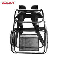 Outdoor Transparent PVC Backpack Lightweight Clear Student Bookbag Bag with Flap